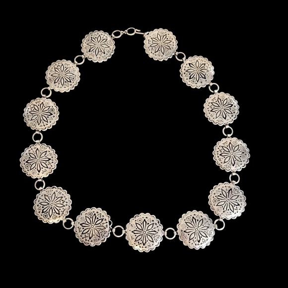 Concho Style Silver Tone Belt Size 34 - Picture 1 of 4